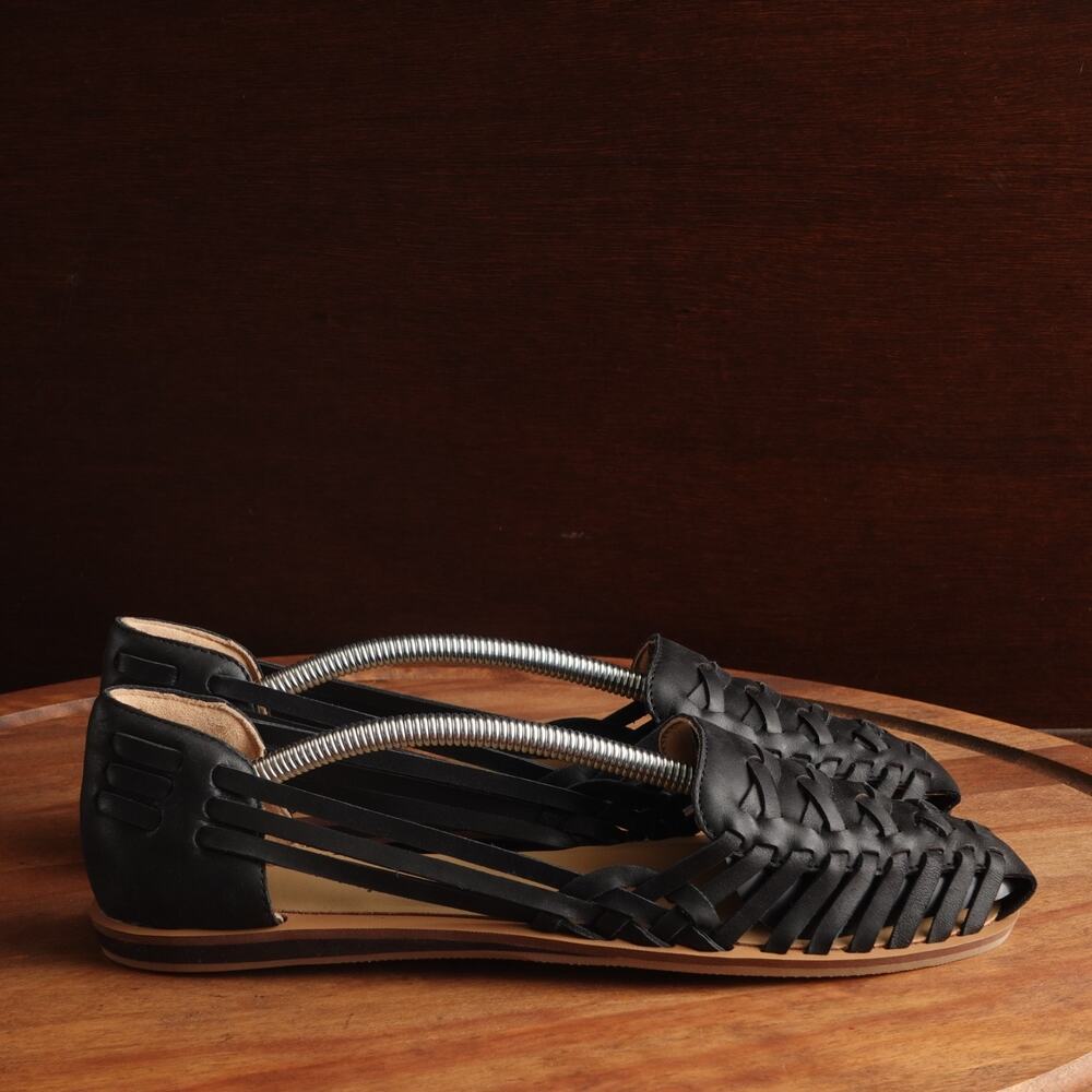 Quince Black Woven Leather Slip-On Flats